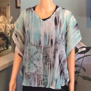 Elegant Aqua and Black Women's Top